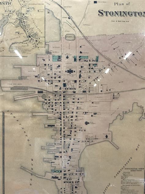 At Auction Vintage Framed Plan Of Stonington Map 1868