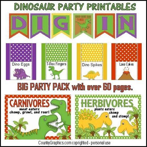 Dinosaur Party Printables Country Graphics