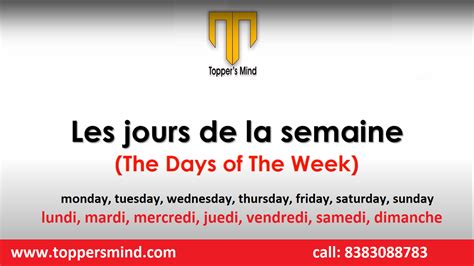 Days Of Week In French Language Toppers Mind Blog