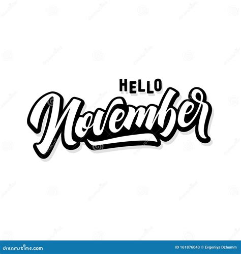 Hello November Handwritten Lettering Inscription Vector Illustration