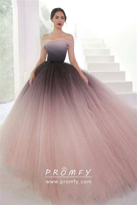 Unique Nude Pink Ombre Tulle Prom Ball Gown Promfy