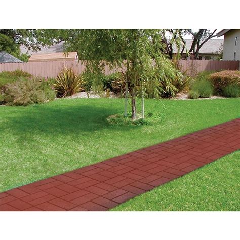 Emsco 16 In X 16 In Plastic Deep Red Brick Pattern Resin Patio Pavers