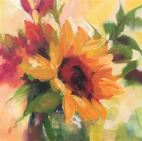 Daily Paintworks Sunflowers In A Vase Original Fine Art For Sale