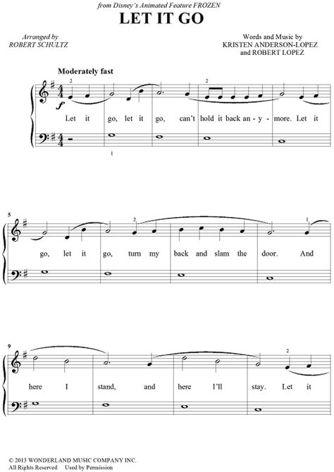 There are numerous arrangements for all levels of players. Let it Go (Five Finger Piano) | Clarinet sheet music ...