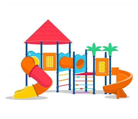 Premium Vector Kids Playground With Slides And Tube Cartoon Vector