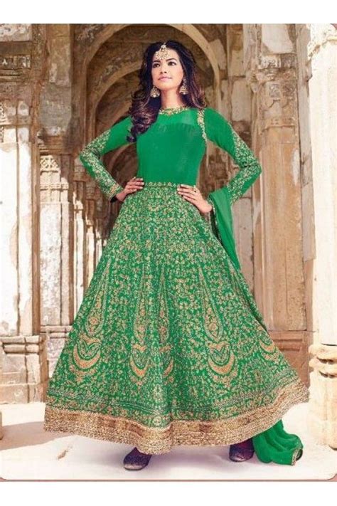 Party Wear Green Raw Silk Anarkali Suit 1534 B Silk Anarkali Suits Designer Anarkali Suits