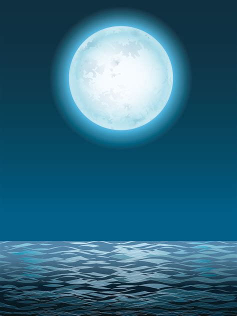 Seascape With The Full Moon And Its Reflection 534651 Vector Art At