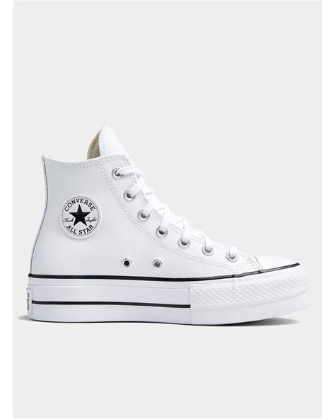 Converse Chuck Taylor All Star High Top White Leather Platform Sneaker