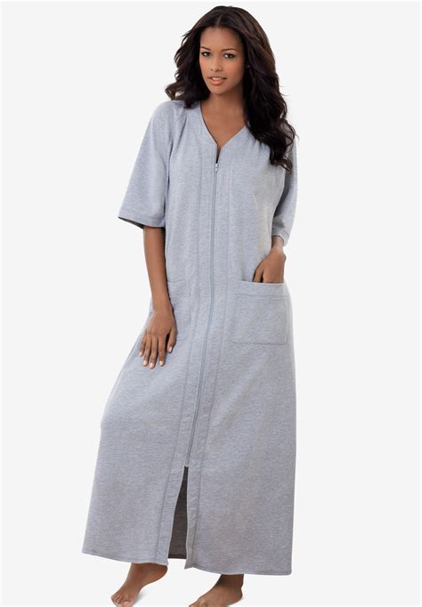 Long French Terry Zip Front Robe Catherines