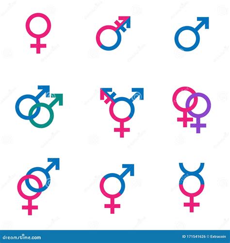 Gender Symbol Set Sexual Orientation Icons Male Female Hetero