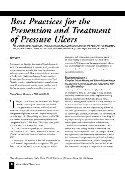 Best Practices For The Prevention And Treatment Of Pressure Ulcers