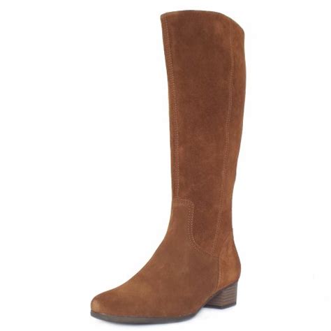 Styles come and go, but you might prefer your over knee boots to come with a full block heel or a shorter flat heel; Gabor Toye | Trendy Knee High Camel Suede Boots, Low Heel ...