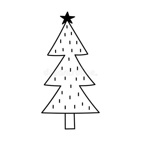 Cute Christmas Tree In Doodle Style Stock Vector Illustration Of