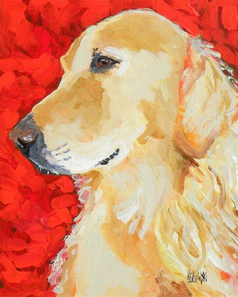 Golden Retriever Dog Art Print Of Original Acrylic By Dogartstudio