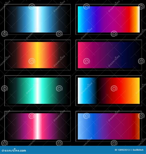 Set Of Futuristic Neon Gradients With 80s Styled Colors Stock Vector