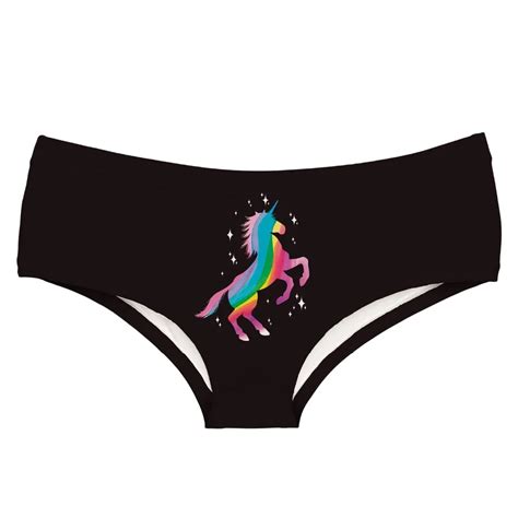 Leimolis Unicorn Logo Black Funny Print Sexy Hot Panties Female Kawaii Lovely Underwear Push Up