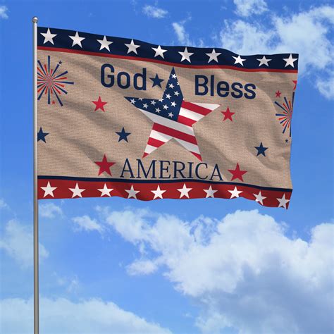 God Bless America 4th Of July Garden Flag 3x5 Double Sided3 Ply