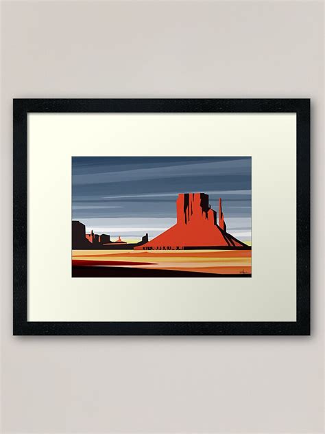 Arizona Desert Landscape Sunset Illustration Framed Art Print For