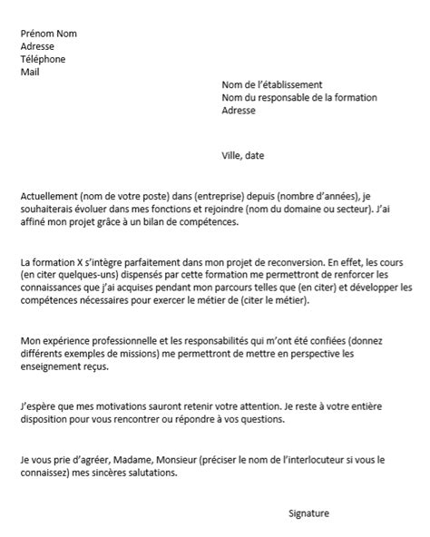 Lettre De Motivation Pour Une Formation Exemple And Conseils