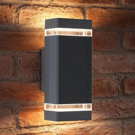 Auraglow Large Outdoor Double Up And Down Wall Light Chilton Silver
