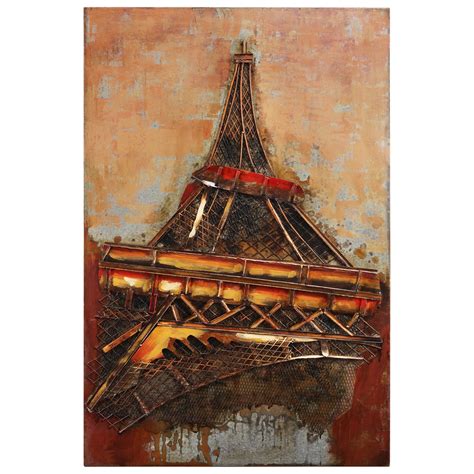 Empire Art Direct Eiffel Tower 1 Hand Painted 3d Metal Wall Art 48 X