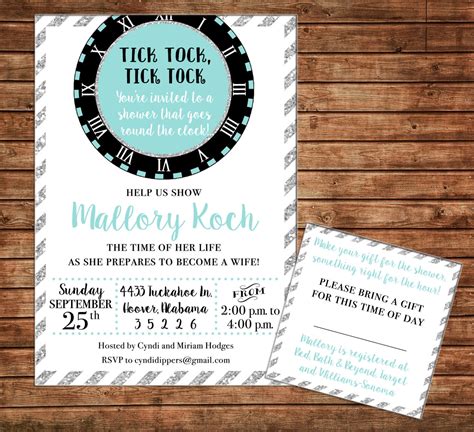 invitation around the clock wedding bridal shower party can personalize colors wording