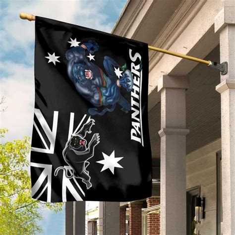 Nrl Penrith Panthers Black Mascot House Flag