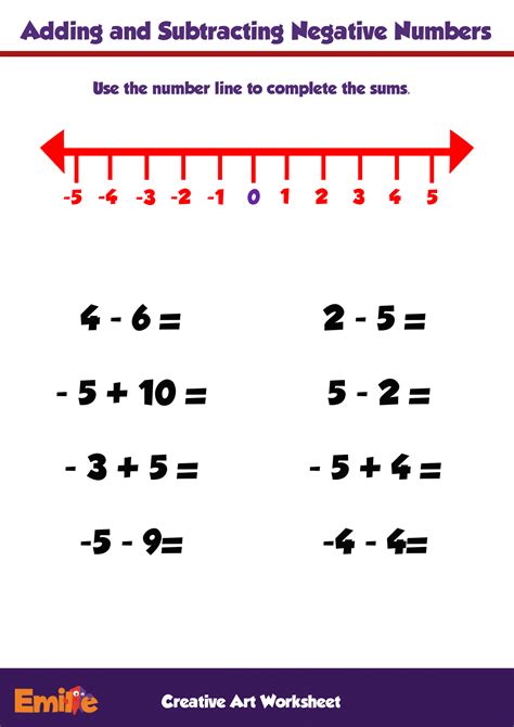 Math Worksheets Using Positive And Negative Numbers