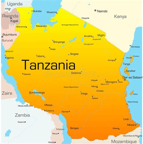 Tanzania Abstract Vector Color Map Of Tanzania Country Ad Vector