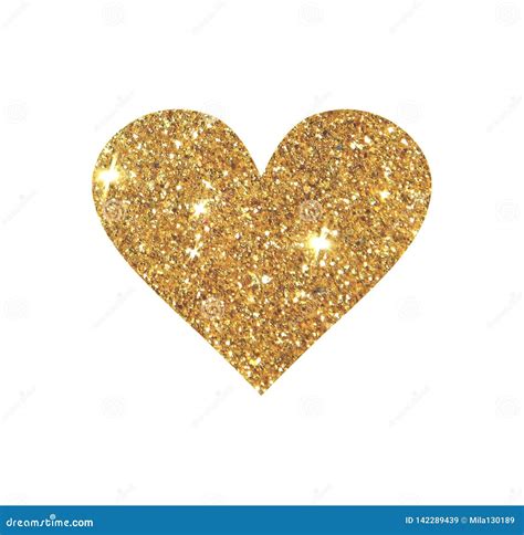 Heart With Gold Glitter Isolated On White Background Can Be Used As
