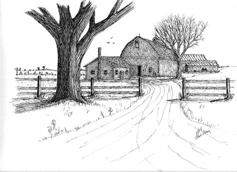 Pin By Artsy Gauged On Art Barn Drawing Landscape Pencil Drawings