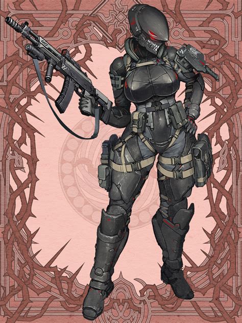 Hetza Hellshock Dairoku Ryouhei 1girl Armor Assault Rifle Belt