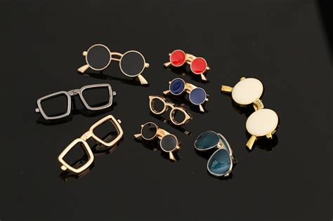 eyeglasses enamel multi color lapel men small glasses brooch pin metal brooches safety pin male