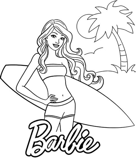 Barbie On The Beach Coloring Page Download Print Or Color Online For Free