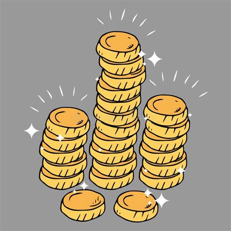 Coins Icon Vector Illustration Money Hand Drawn Stack Of Coins Stock