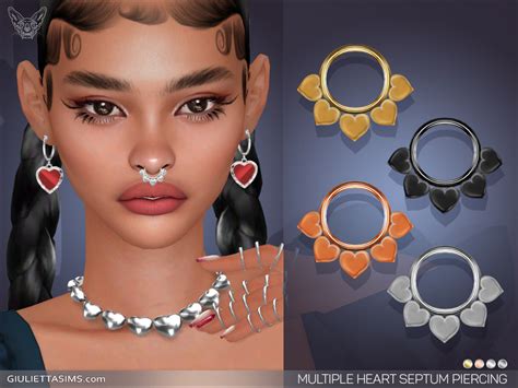 The Sims Resource Multiple Hearts Septum Nose Piercing