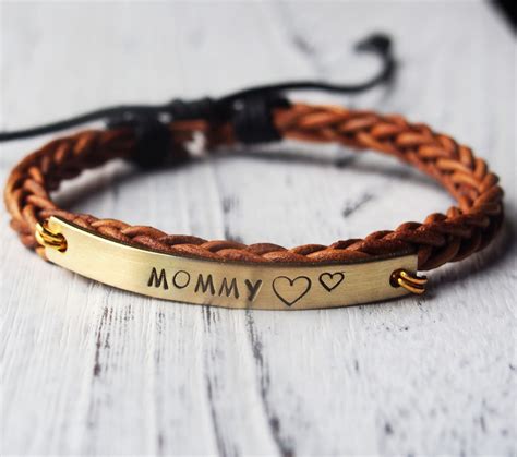 Personalized Bracelet For Mom Leather Bracelet For Mother Etsy