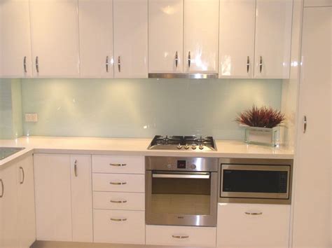 Easy to clean, stylish and durable, splashbacks and wall panels protect your kitchen's walls while you cook. Glass splashback love this light mint colour the best ...