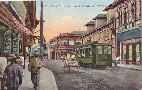 Philippines Manila Trolly Coffee Cart C1910 Escolta Main St Postcard