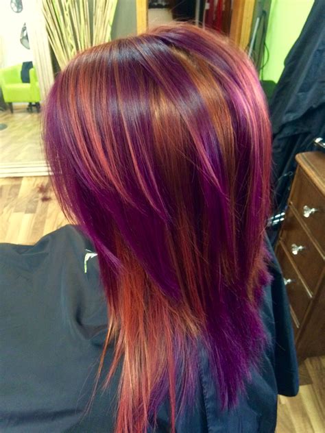 Pinwheel Color Red Copper And Purple Hair Color Techniques Pinwheel