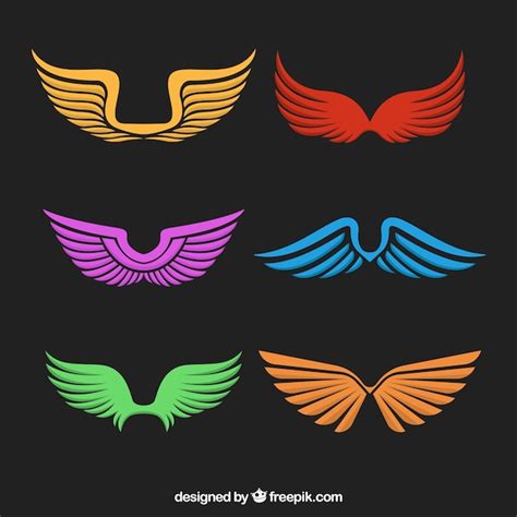 conjunto de asas coloridas vetor grátis