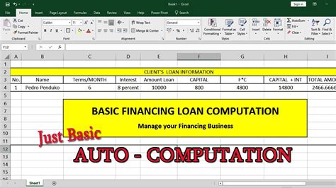 Manage Your Financing Business Using Excel Auto Computation