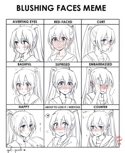 Blushing Faces Meme By Mylovelydevil On Deviantart Anime Faces Expressions Anime Drawings