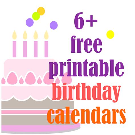 6 Free Printable Birthday Calendars Perpetual Calendars