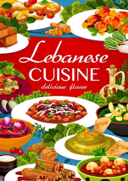 Premium Vector Lebanese Cuisine Menu Cover With Vector Arab Food Of