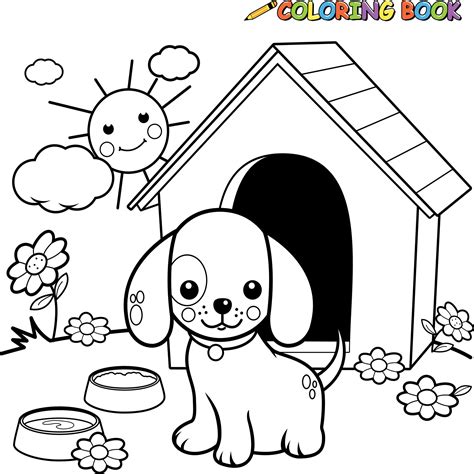 Dzisiaj przygotowałem dla ciebie zabawę w kolorowanie psa. Kolorowanka "Pies i buda" do druku | Planeta Dziecka