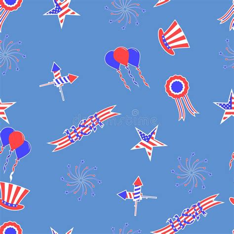 4th Of July Vector Seamless Pattern Background Stock Vector