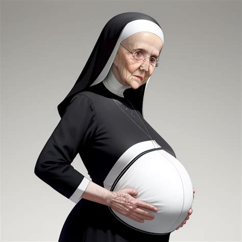 image convert pregnant elderly nun with large belly