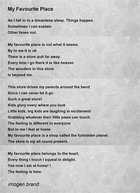 My Favourite Place My Favourite Place Poem By Imogen Brand