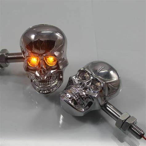 Professional motorcycle turn signal lights led motorcycle blinkers anti water. Skull Turn Signal Lights Indicators for Harley Crusier ...